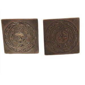 Vintage Mayan Calendar Sterling Silver Cufflink Set by Horacio De La Parra - 20m